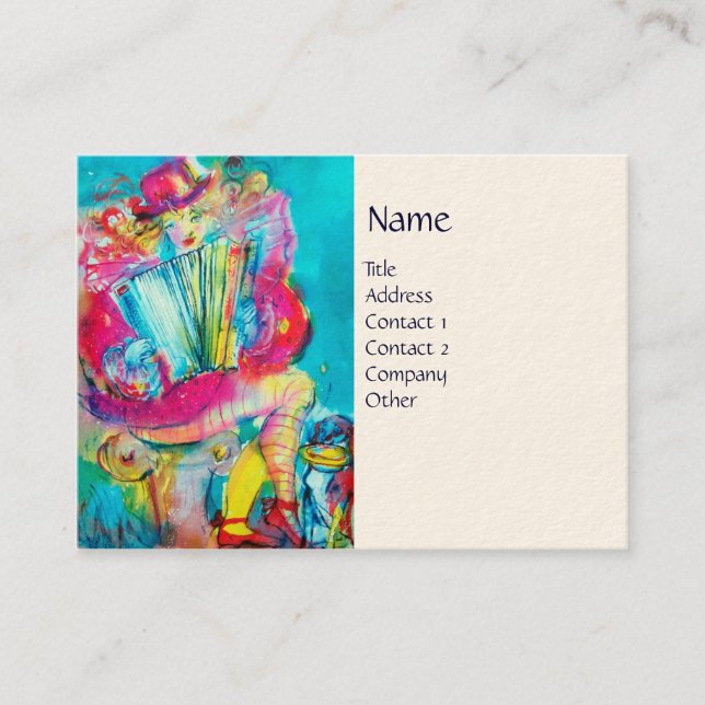 ACCORDION PLAYER IN THE NIGHT,white Business Card (Front)