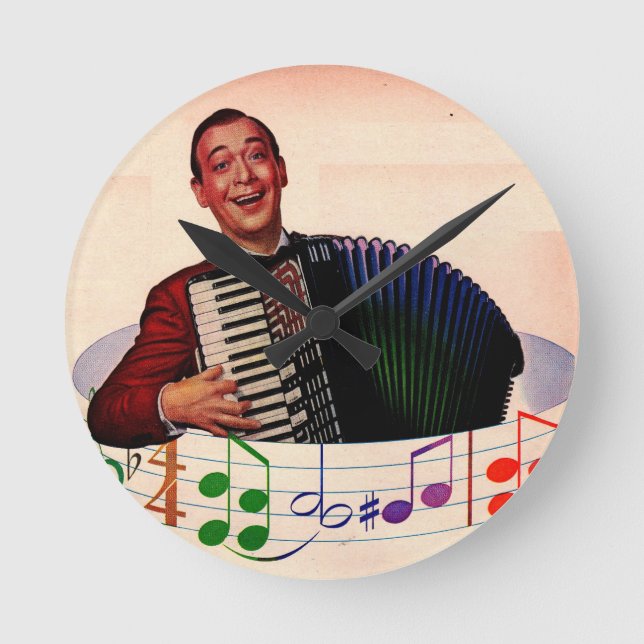 accordion player round clock (Front)