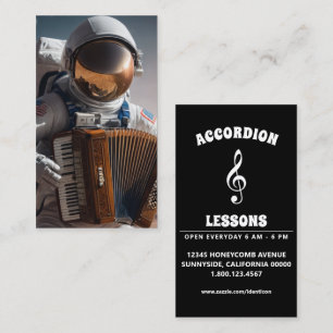 accordion playing astronaut business card