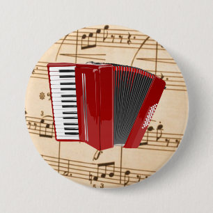 Accordion: Red Accordion 7.5 Cm Round Badge