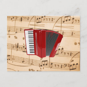 Accordion: Red Accordion, popular design, Postcard