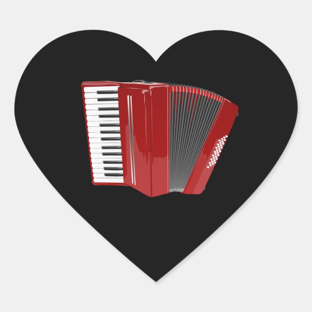 Accordion: The Red Accordion Heart Sticker (Front)