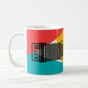 Accordion Tri-Colour - Turquoise Coral Gold Music Coffee Mug