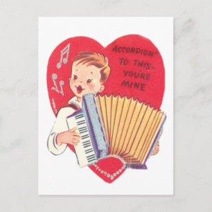 Accordion Valentine Holiday Postcard