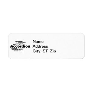 Accordion Word Cloud Black Text Return Address Label