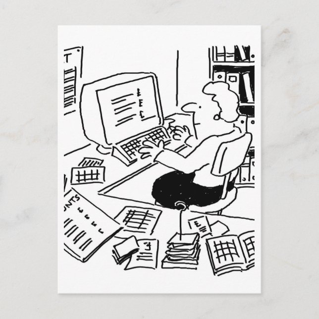 Accountancy or Office Worker Cartoon Postcard (Front)