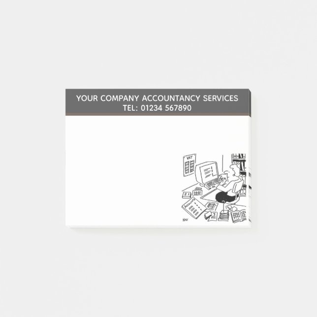 Accountancy Services Cartoon Theme to Personalise Post-it Notes (Front)