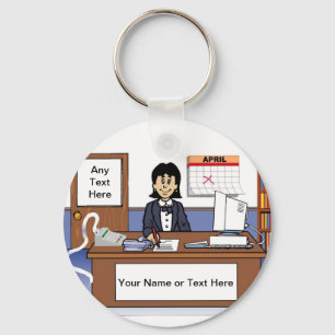 Accountant, Bookkeeper - Female Cartoon Key Ring