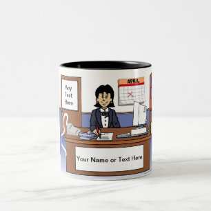 Accountant, Bookkeeper - Female Cartoon Two-Tone Coffee Mug