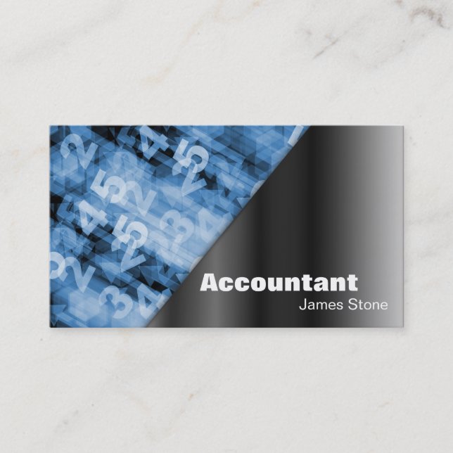 Accountant Business Card Black & Blue Numbers (Front)