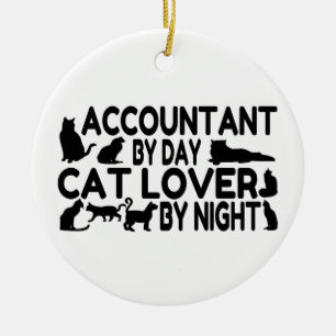 Accountant Cat Lover Ceramic Ornament