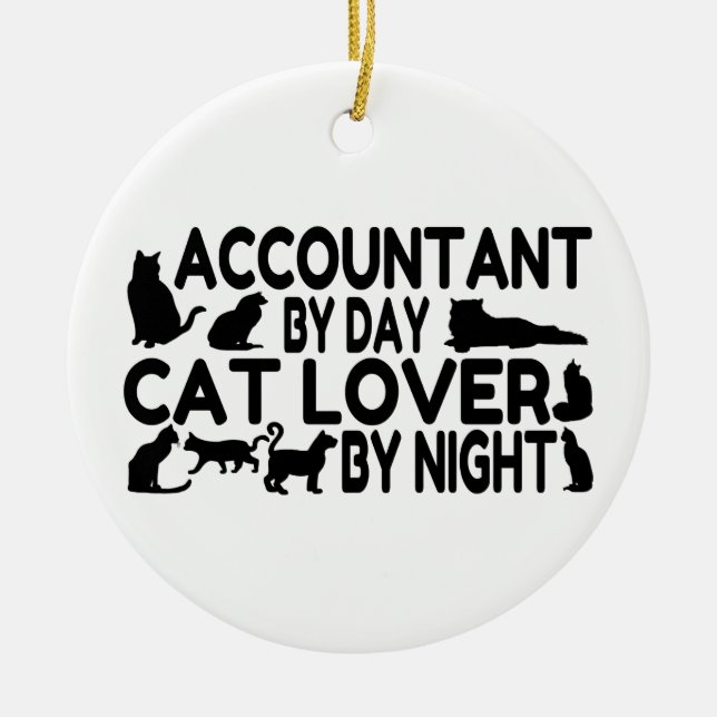 Accountant Cat Lover Ceramic Ornament (Front)