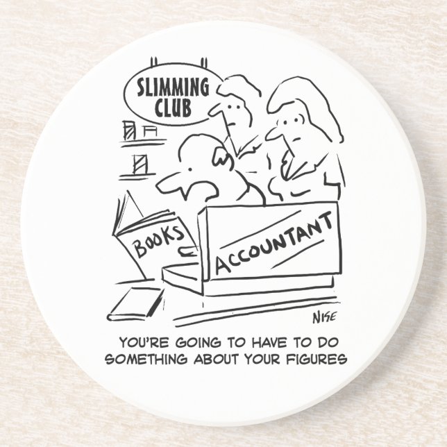 Accountant Checks Accounts at a Slimming Club Coaster (Front)