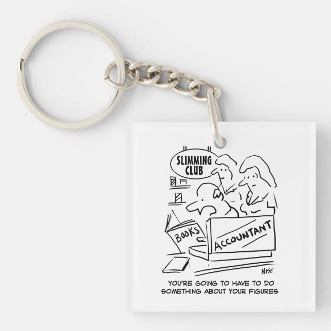 Accountant Checks the Books at a Slimming Club Key Ring (Front)