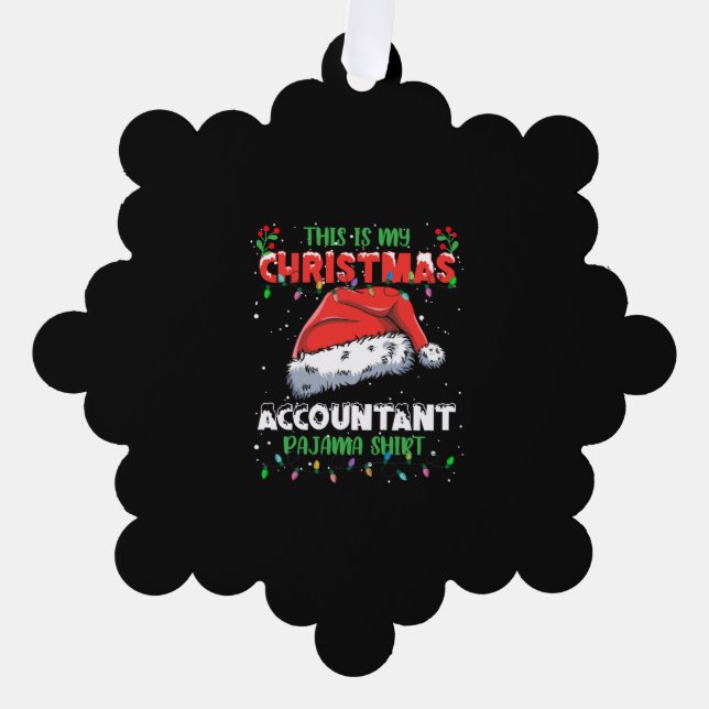 Accountant Christmas Lights Pajama Shirt Tree Decoration Card (Front)