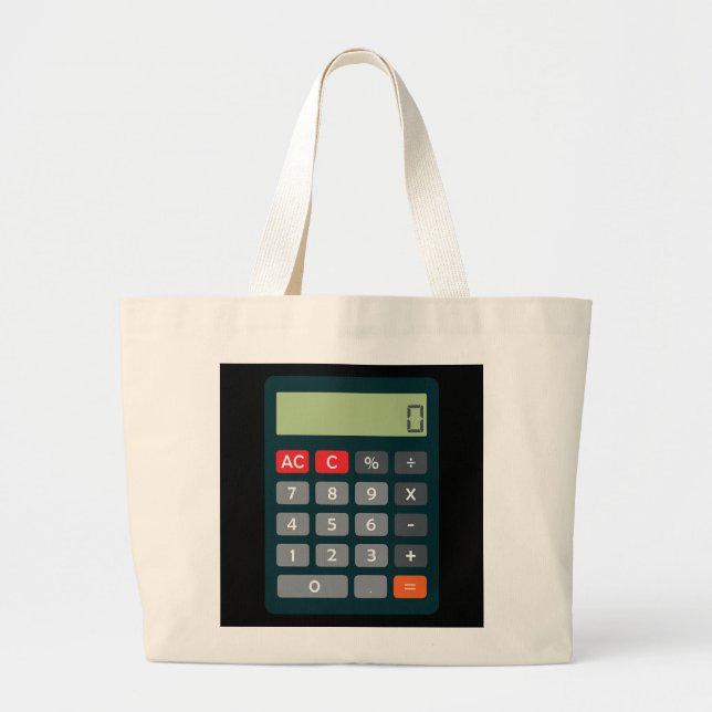 Accountant Costume Outfit Math Calculator   Large Tote Bag (Front)