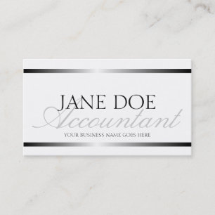 Accountant CPA Silver Metallic Script Business Card