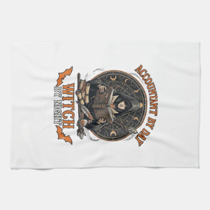 Accountant Day Witch Night Halloween Magic Book_1 Tea Towel