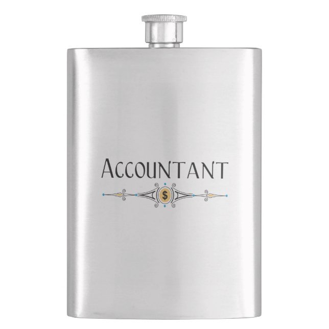 Accountant Decorative Line Hip Flask (Front)