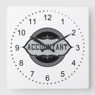 Accountant Dollar Signs Emblem Square Wall Clock