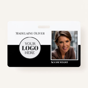 Accountant  Employee ID Photo Black White Logo  ID Badge