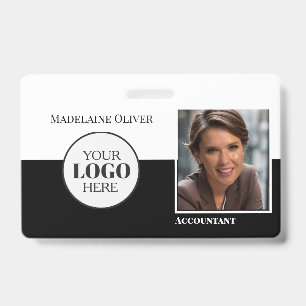 Accountant  Employee ID Photo QR Black White Logo  Badge
