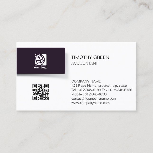 Accountant Financial Services Black Tab Logo Business Card (Front)