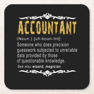 Accountant Funny Definition Custom Gift Square Paper Coaster
