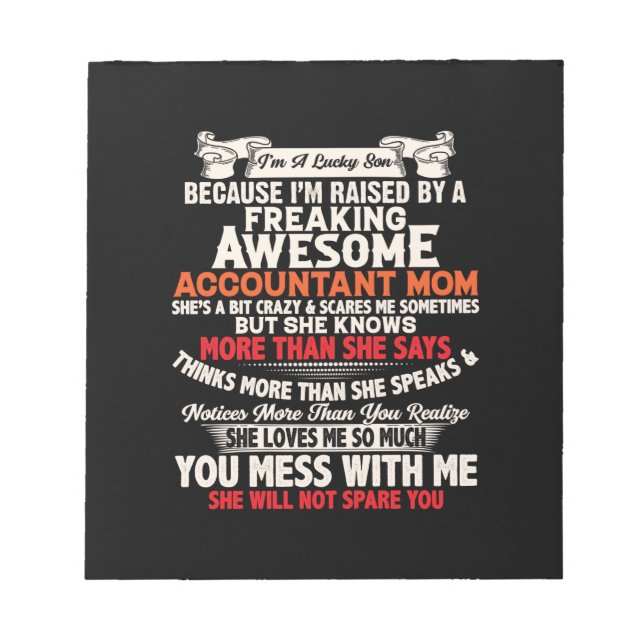 Accountant Gift | Awesome Accountant Mum Notepad (Front)