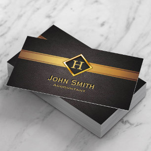 Accountant Gold Monogram Logo Financial Consultant Business Card