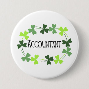 Accountant Green Shamrock Oval 7.5 Cm Round Badge