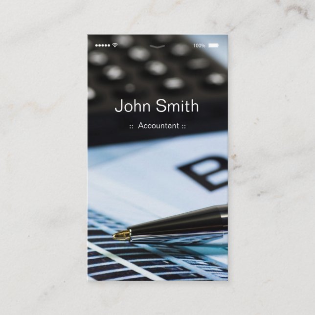 Accountant - iPhone iOS Customisable Flat UI Style Business Card (Front)