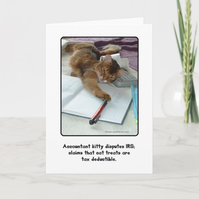 Accountant Kitty Greeting Card (Front)