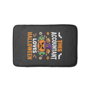 Accountant Loves Halloween Pumpkin Bookkeeper Desi Bath Mat