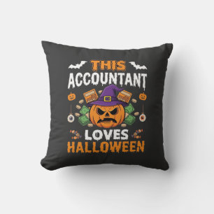 Accountant Loves Halloween Pumpkin Bookkeeper Desi Cushion