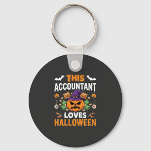 Accountant Loves Halloween Pumpkin Bookkeeper Desi Key Ring