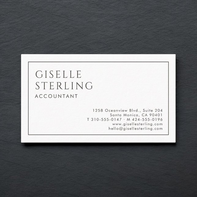 Accountant Luxury Minimalist Black White Business Card (Creator Uploaded)