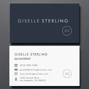 Accountant Luxury Navy Blue Modern Elegant Business Card