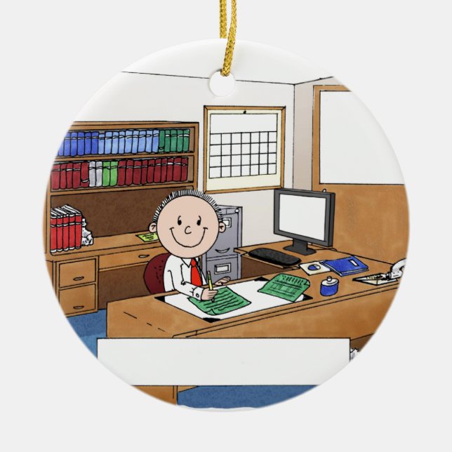 Accountant, Male - Personalised Cartoon Gift Ceramic Ornament (Front)