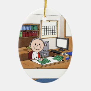 Accountant, Male - Personalised Cartoon Gift Ceramic Tree Decoration