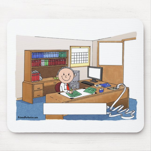 Accountant, Male - Personalised Cartoon Gift Mouse Pad (Front)