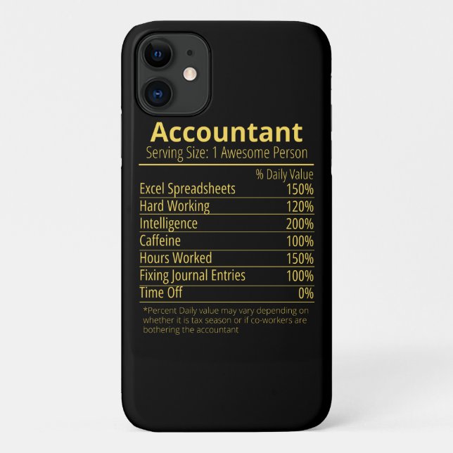 accountant nutrition fact, nutrition facts Case-Mate iPhone case (Back)