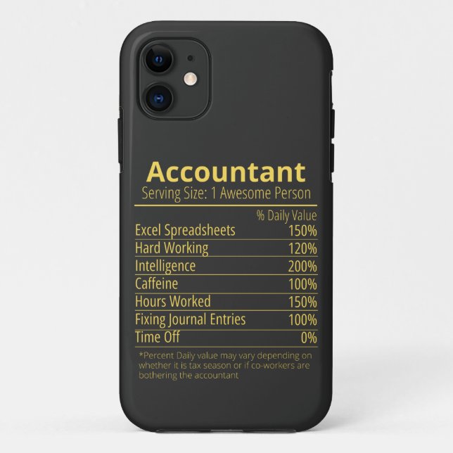 accountant nutrition fact, nutrition facts Case-Mate iPhone case (Back)