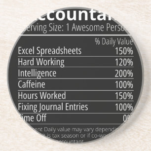 Accountant Nutrition Fact, Nutrition Facts Coaster
