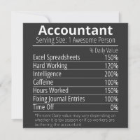 Accountant Nutrition Fact, Nutrition Facts