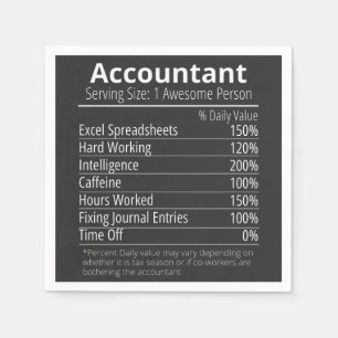 Accountant Nutrition Fact, Nutrition Facts Napkin