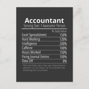 Accountant Nutrition Fact, Nutrition Facts Postcard