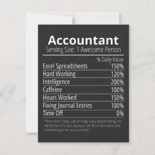 Accountant Nutrition Fact, Nutrition Facts Thank You Card