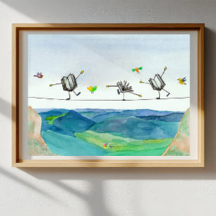 Accountant Poster Art Tightrope Book Balancing