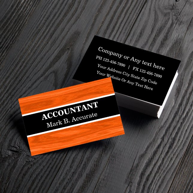 Accountant Professional Wood Look Background Business Card (Creator Uploaded)